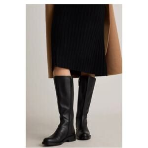 New Quince Women's Luxury Classic Italian Leather Riding Boots Black Sz 6